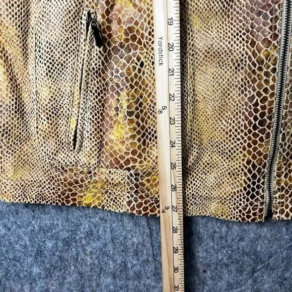 Dialogue Snake Print Zip Up Gold & Brown Jacket Coat Blazer Women’s Size 2X - Picture 9 of 12